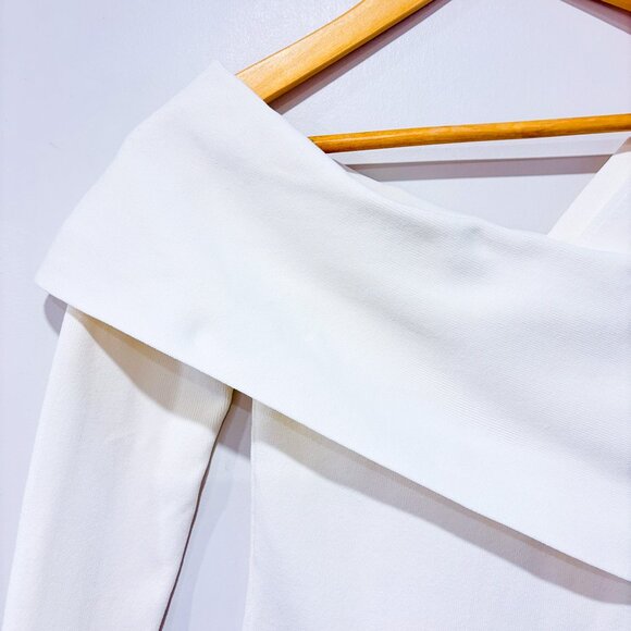 REISS Eliah cream asymmetric ribbed knit top | One-shoulder sweater | X-Small * - Picture 5 of 9